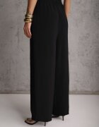 defox Pantaloni Negri High Waist cu șnur în talie și cu picior drept Raveann