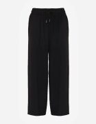 defox Pantaloni Negri High Waist cu șnur în talie și cu picior drept Raveann