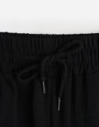 defox Pantaloni Negri High Waist cu șnur în talie și cu picior drept Raveann