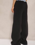 defox Pantaloni Negru-Albastru din Bumbac cu Croială Largă High Waist Decorate cu Șnururi Annoriel