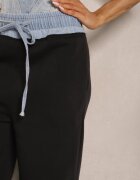 defox Pantaloni Negru-Albastru din Bumbac cu Croială Largă High Waist Decorate cu Șnururi Annoriel