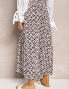 defox Pantaloni Negru-Bej High Waist din Bumbac cu Picioare Evazate și Bandă Elastică Nereialla