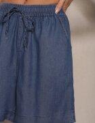 defox Pantaloni scurți Bleumarin Bermude de Bumbac cu Buzunare și cu elastic în Talie Asmio