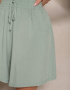 defox Pantaloni scurți Verde deschis din bumbac High Waist decorați cu șnur Selmio