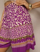defox Pantaloni scurți violet tip bermude din bumbac cu elastic în talie cu imprimeu ornamental Volienne