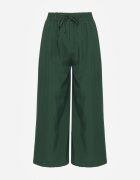 defox Pantaloni Verde închis Talie înaltă cu picioare largi din viscoză finisați cu elastic în talie Crisantas