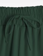 defox Pantaloni Verde închis Talie înaltă cu picioare largi din viscoză finisați cu elastic în talie Crisantas