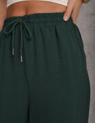 defox Pantaloni verzi cu croială lejeră cu șnur și elastic în talie Enivea