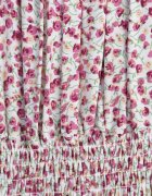 defox Rochie Alb-Roșie de bumbac cu elastic în talie cu croială spaniolă Jazmi