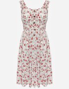 defox Rochie Alb-Roșu Evazată cu bretele cu imprimeu floral Xallio