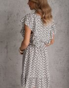 defox Rochie Albă Din Bumbac cu o croială evazată cu nasturi cu model floral Roniva