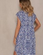 defox Rochie Albastră Cloș din Bumbac Croi Oversize Liranda