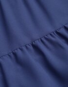 defox Rochie Albastră cu Mânecă Scurtă și Volane Decorative cu Croială Evazată Vetesa