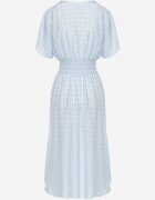 defox Rochie albastră deschisă din bumbac cu croială evazată cu buline Tolimirae