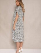 defox Rochie Albastră din Bumbac cu Imprimeu Paisley cu Croială Tip Cămașă Celluria