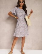 defox Rochie Albastră Midi cu croială tip cutie florală Kimbr