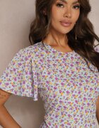 defox Rochie Albastră Midi cu croială tip cutie florală Kimbr