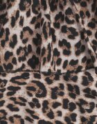 defox Rochie Bej cu imprimeu leopard cu legătură la gât și volane Gilanne