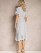 defox Rochie Bej și Violet cu croială evazată cu elastic în talie și decolteu petrecut cu curea din material Qrissa