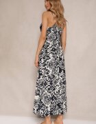 defox Rochie bleumarin din bumbac cu croi evazat cu imprimeu etnic Taliraya