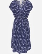 defox Rochie Bleumarin din Bumbac cu croială cloche cu elastic în talie Emilla