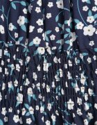 defox Rochie Bleumarin Din Bumbac Midi Spaniolă cu elastic în talie Dnise