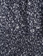 defox Rochie Bleumarin Florală Spaniolă din Bumbac cu Elastic în Talie Nevima
