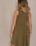 defox Rochie Cloș Verde închis cu Bretele Late Decorată cu Nasturi Jenandria