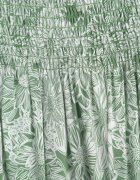 defox Rochie de Bumbac Verde Croială Spaniolă cu Volan Ușor Risalins