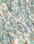 defox Rochie de bumbac verde deschis de vară cu elastic în talie și volane delicate Gloriassa