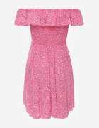 defox Rochie Florală Fucsia Spaniolă din bumbac cu elastic în talie Nevima