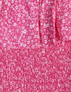 defox Rochie Florală Fucsia Spaniolă din bumbac cu elastic în talie Nevima
