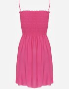 defox Rochie Fucsia din Bumbac cu Bretele cu Croială Cloș cu Partea Superioară Încrețită Christten