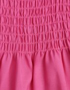 defox Rochie Fucsia din Bumbac cu Bretele cu Croială Cloș cu Partea Superioară Încrețită Christten