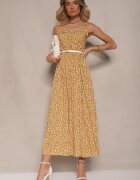 defox Rochie Galbenă Evazată din Bumbac cu bretele Jenarissea