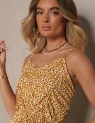 defox Rochie Galbenă Evazată din Bumbac cu bretele Jenarissea