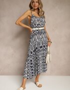 defox Rochie Granat de Bumbac cu Model Geometric Koloniela