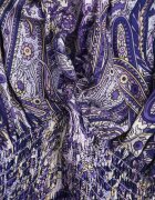 defox Rochie Granat de Bumbac Paisley cu Decolteu Petrecut cu Volan și Elastic în Talie Brionea