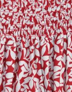 defox Rochie hispanică din bumbac cu print vegetal care evidențiază talia cu ciucuri Kradli Roșie