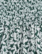 defox Rochie hispanică din bumbac cu print vegetal care evidențiază talia cu ciucuri Kradli Verde