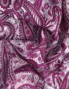 defox Rochie Mov din Bumbac Paisley cu Decolteu petrecut cu Volan și Elastic în Talie Brionea