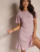 defox Rochie mov midi cu croială tip cutie cu flori Kimbr