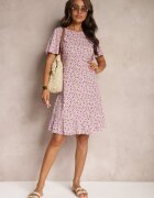 defox Rochie mov midi cu croială tip cutie cu flori Kimbr