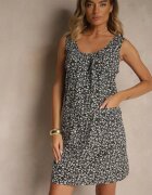 defox Rochie Neagră Cloș cu Bretele Late cu Imprimeu Floral Folivena