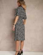 defox Rochie Neagră Cloș De bumbac Cu imprimeu floral Ezrive