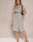 defox Rochie Neagră din Bumbac cu Print Paisley stil Cămașă Celluria