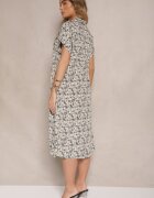 defox Rochie Neagră din Bumbac cu Print Paisley stil Cămașă Celluria