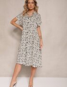 defox Rochie Neagră din Bumbac cu Print Paisley stil Cămașă Celluria