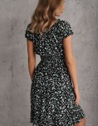 defox Rochie Neagră din bumbac Midi Stil spaniol cu elastic în talie Dnise