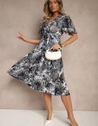 defox Rochie Neagră Plisată Cloș cu bumbac Culinea